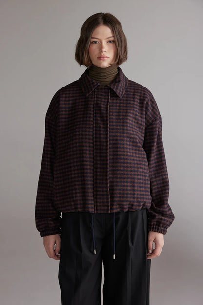 Gingham Jacket - Wine & Black