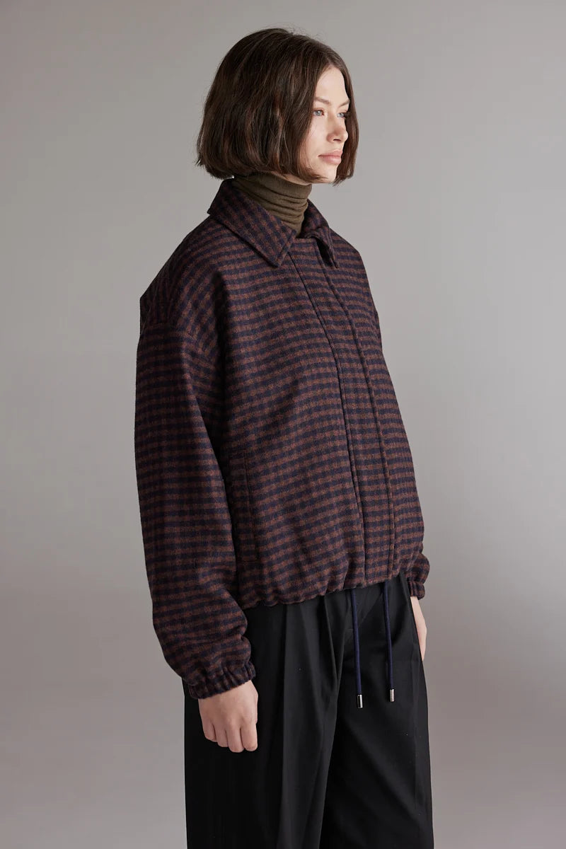 Gingham Jacket - Wine & Black