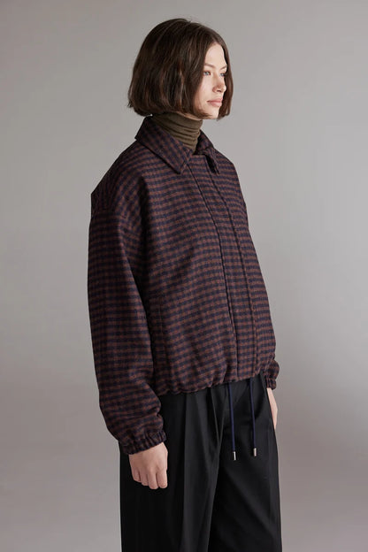 Gingham Jacket - Wine & Black