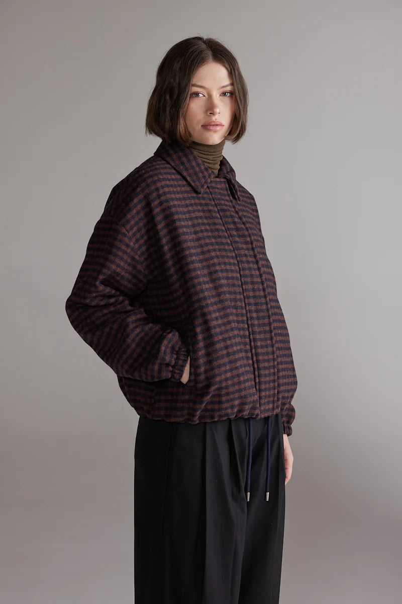 Gingham Jacket - Wine & Black