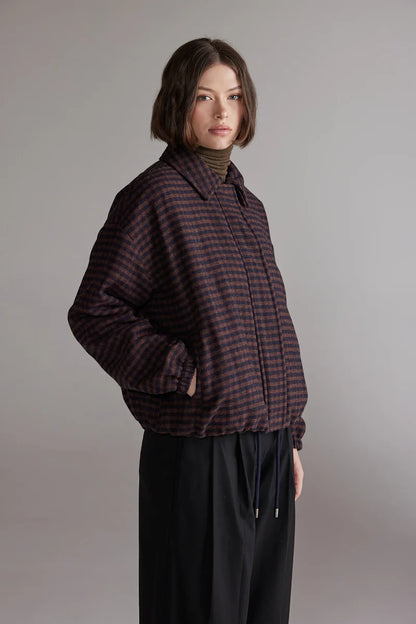 Gingham Jacket - Wine & Black