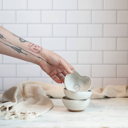 Handmade Heart-Shaped Small Bowl - Cream