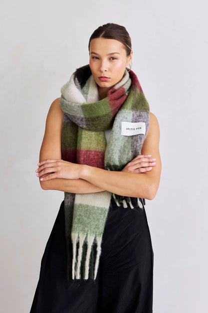 The Reykjavik Scarf - Mossy Green Check