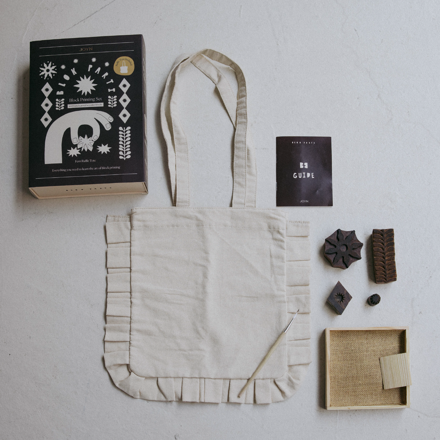 Block Printing Kit - Fern Ruffle Tote