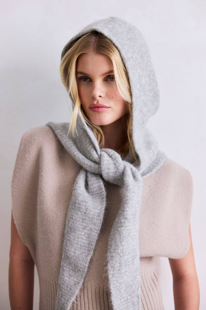 The Alpaca Hooded Scarf - Blizzard Grey