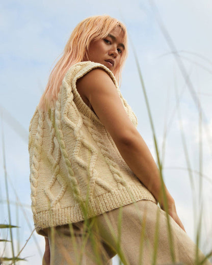Laimė Alpaca Wool & Cotton Vest - Naked Oat Milk