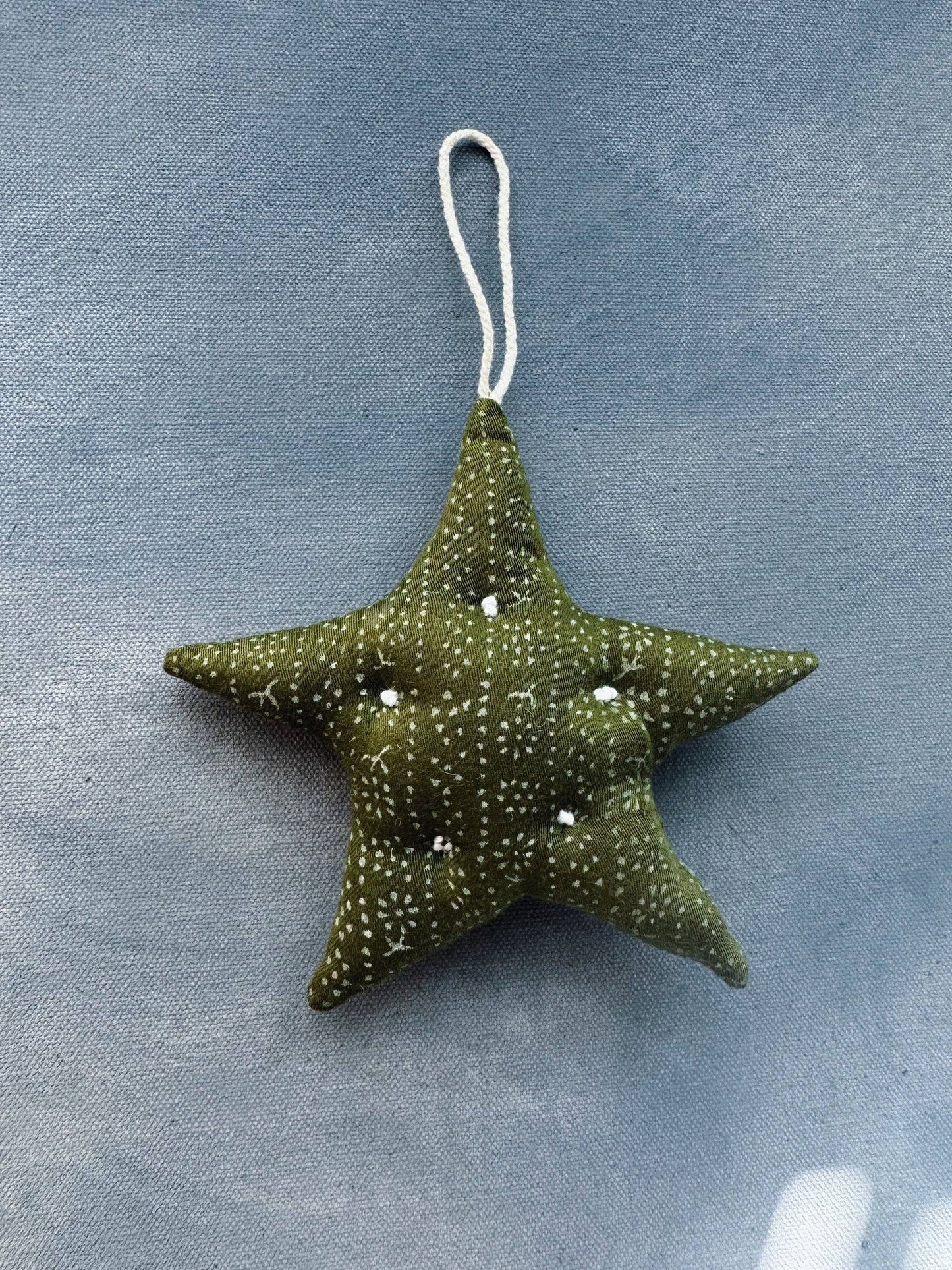 Star Ornament - Calico Stripe Moss