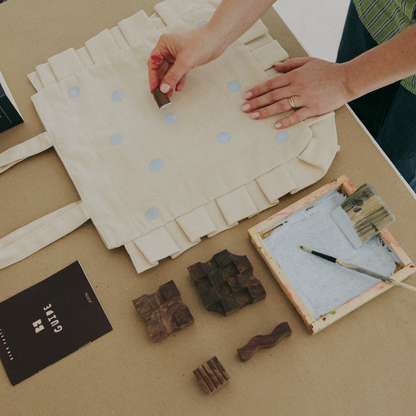 Block Printing Kit - Gingham Ruffle Tote