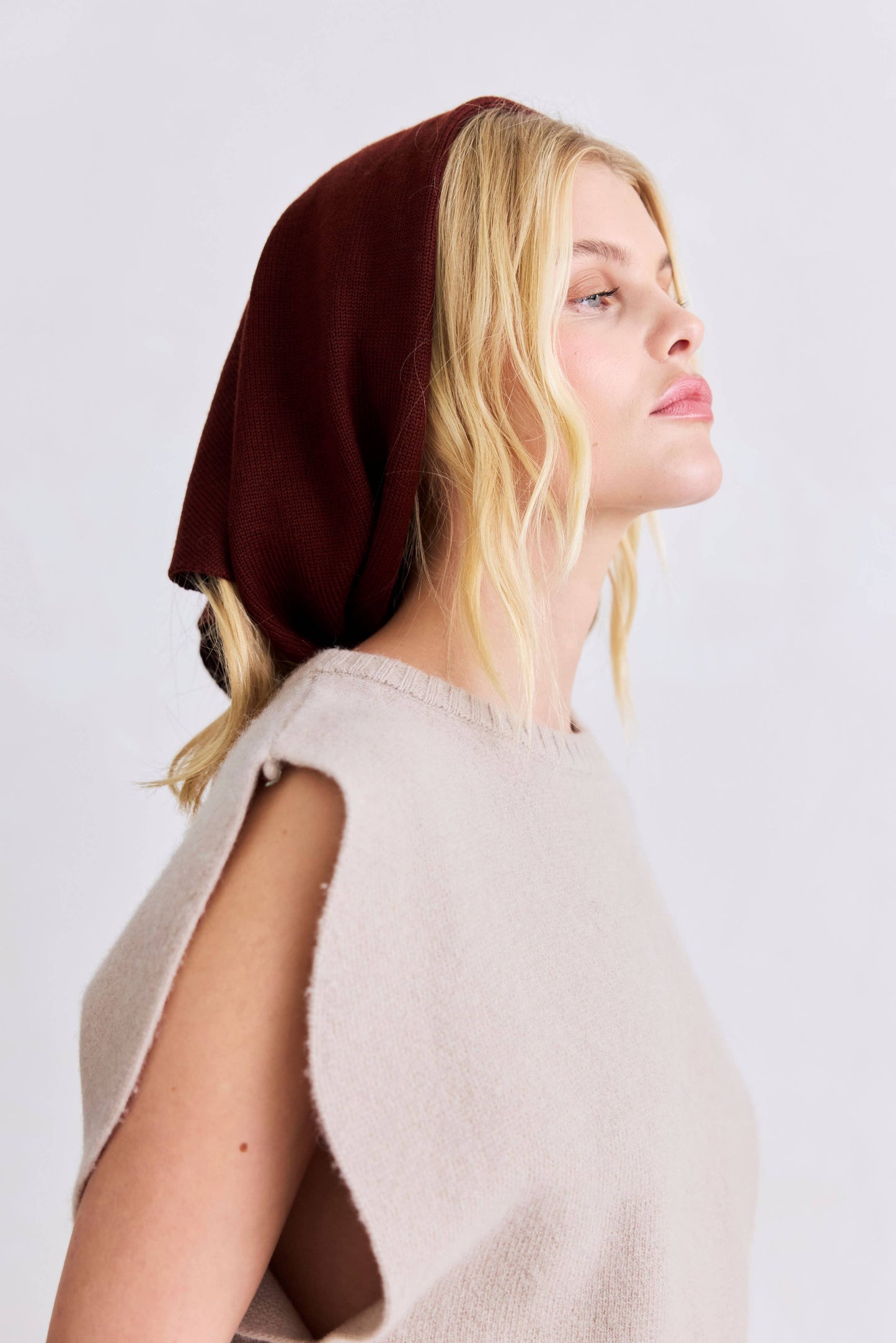 Merino Wool Triangle Scarf - Dark Walnut Brown