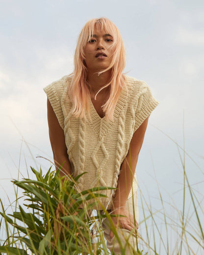 Laimė Alpaca Wool & Cotton Vest - Naked Oat Milk