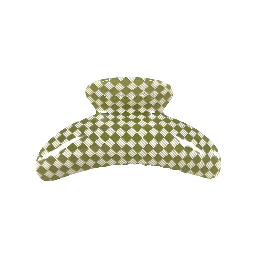 SuperClip Hair Claw — Olive Checker