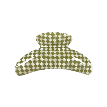 SuperClip Hair Claw — Olive Checker