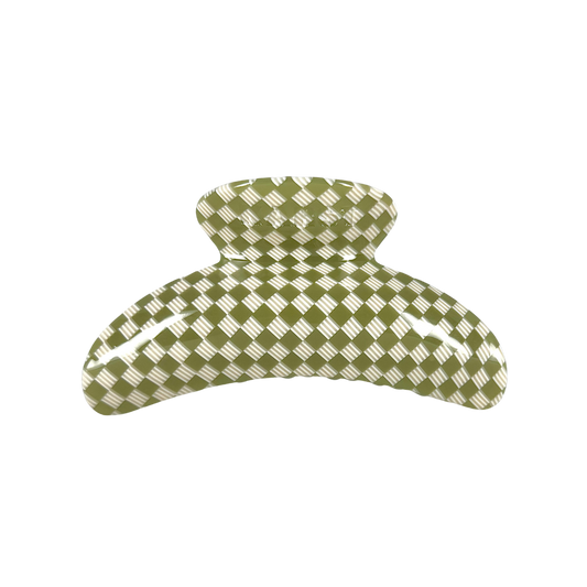 SuperClip Hair Claw — Olive Checker