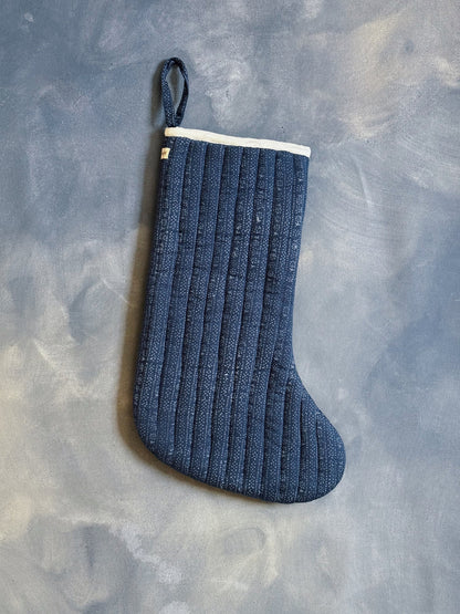 Patchwork Stocking - Calico Stripe Blue