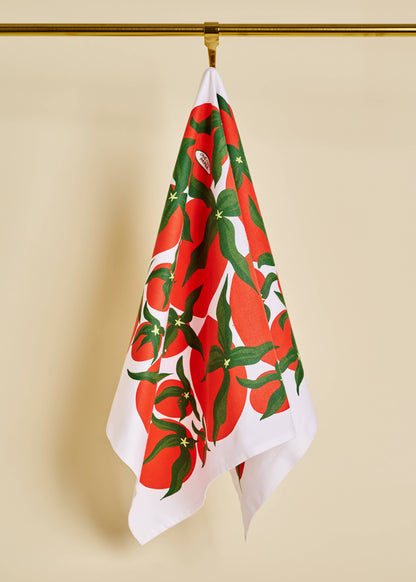 Pomodoro Tomato Red Illustration Tea Towel