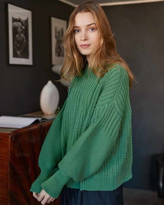 Delčia Cotton Sweater - Fern Green