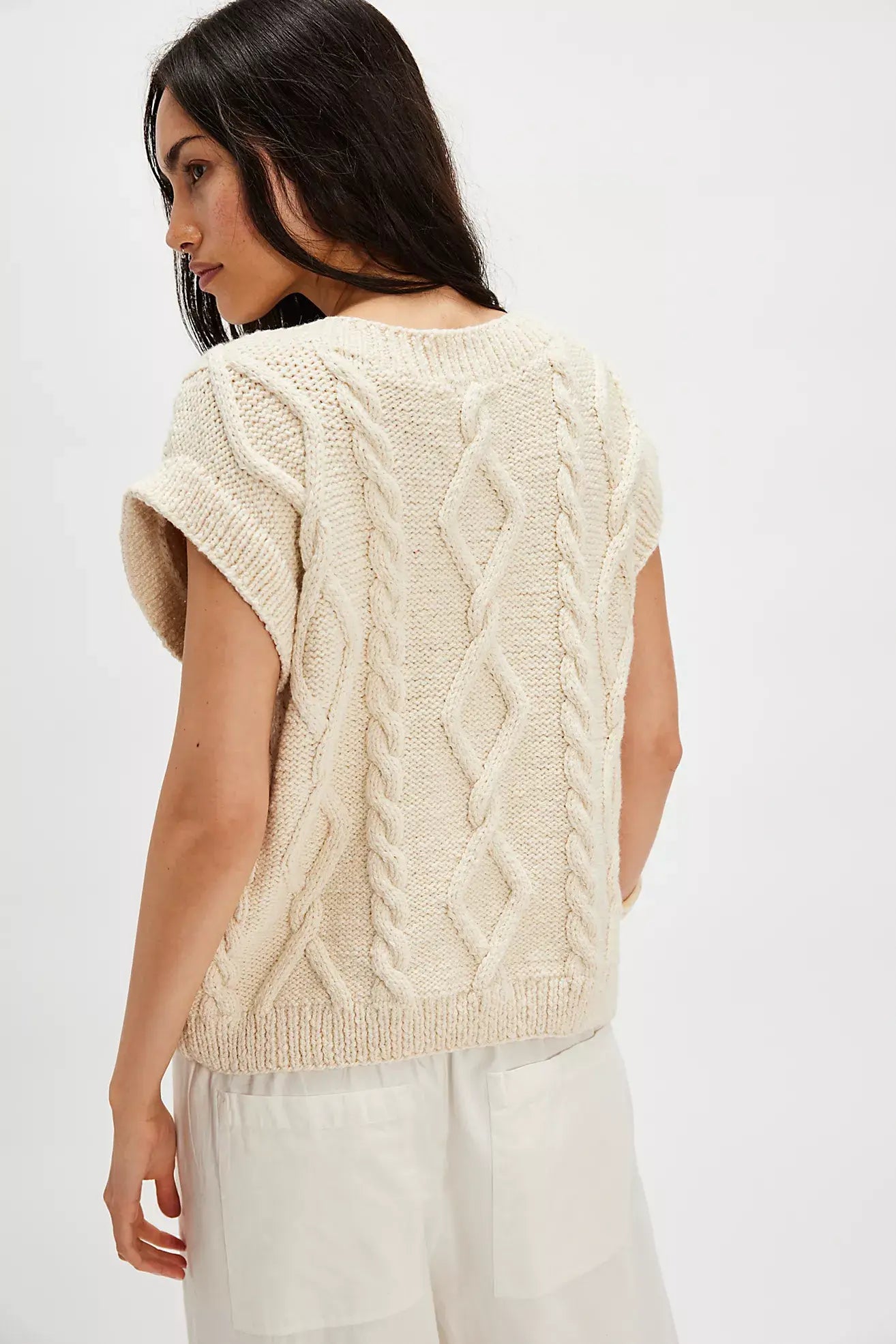 Laimė Alpaca Wool & Cotton Vest - Naked Oat Milk