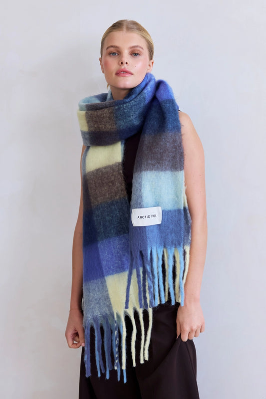 The Reykjavik Scarf - Blue Yellow Check