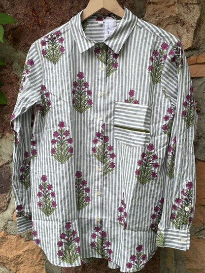 Good Boyfriend Shirt - Palm Cove Floral Dove Grey