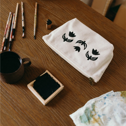 Block Printing Pouch Kit - Tulip Print