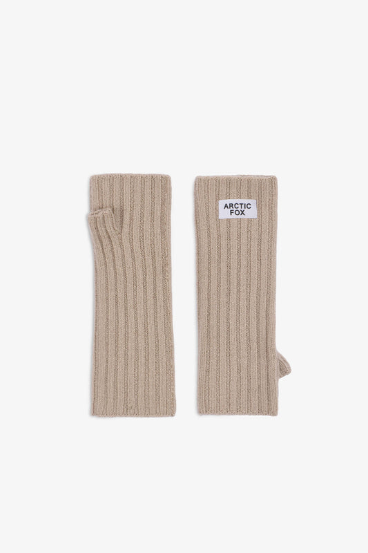 Merino Wool Fingerless Gloves - Soft Taupe