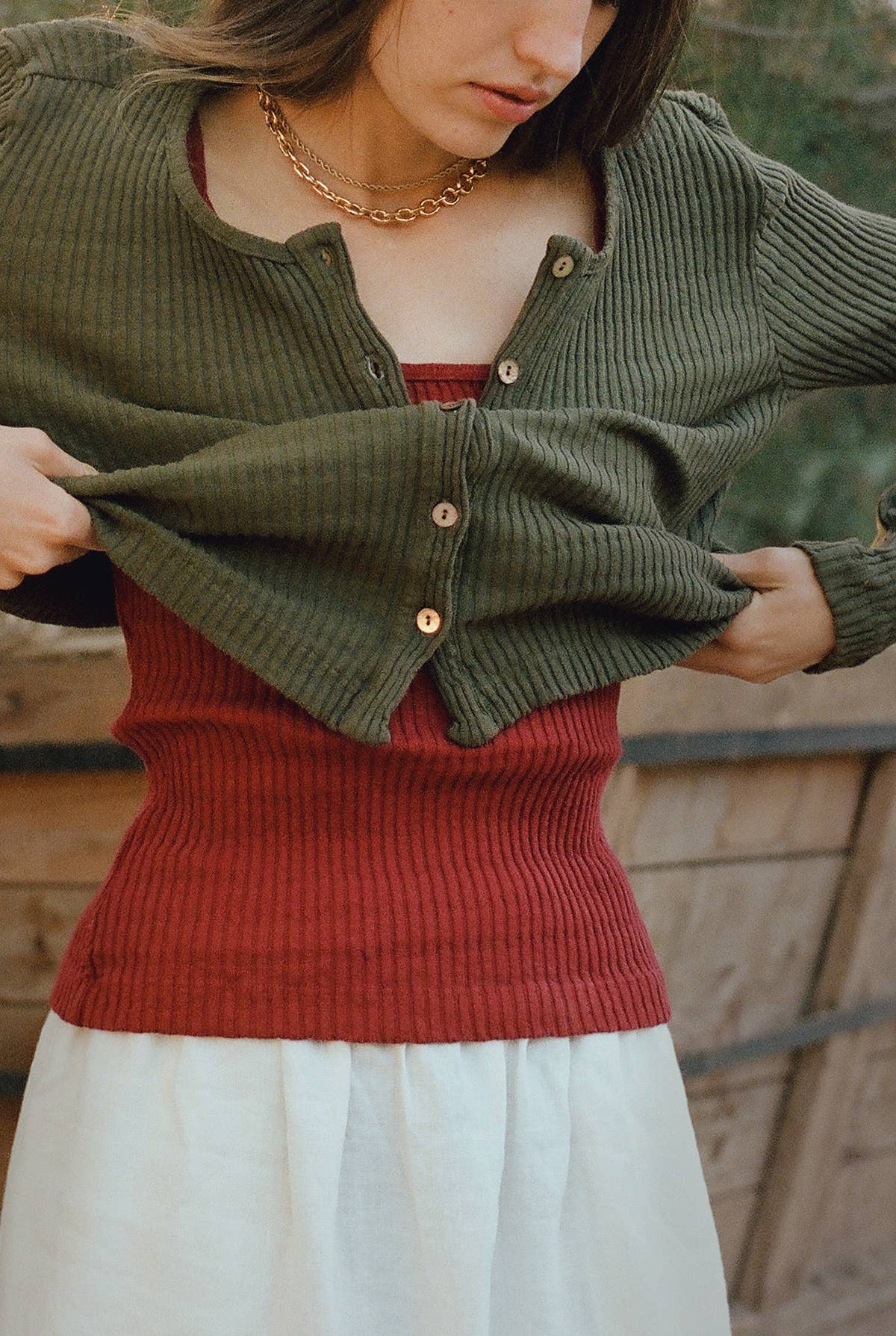 Pointelle Cardigan - Sage