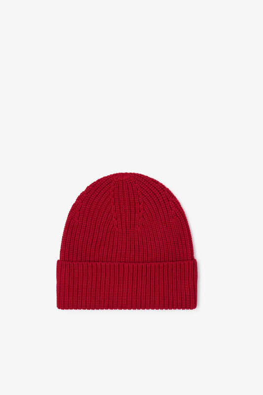 Merino Wool Beanie - Rosewood Red