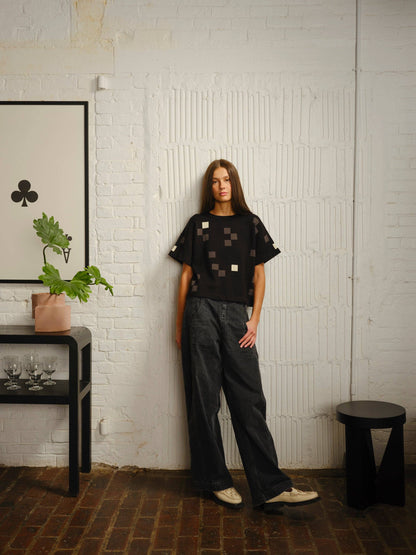 Albers Short Sleeve Sweater Tee - Obsidian