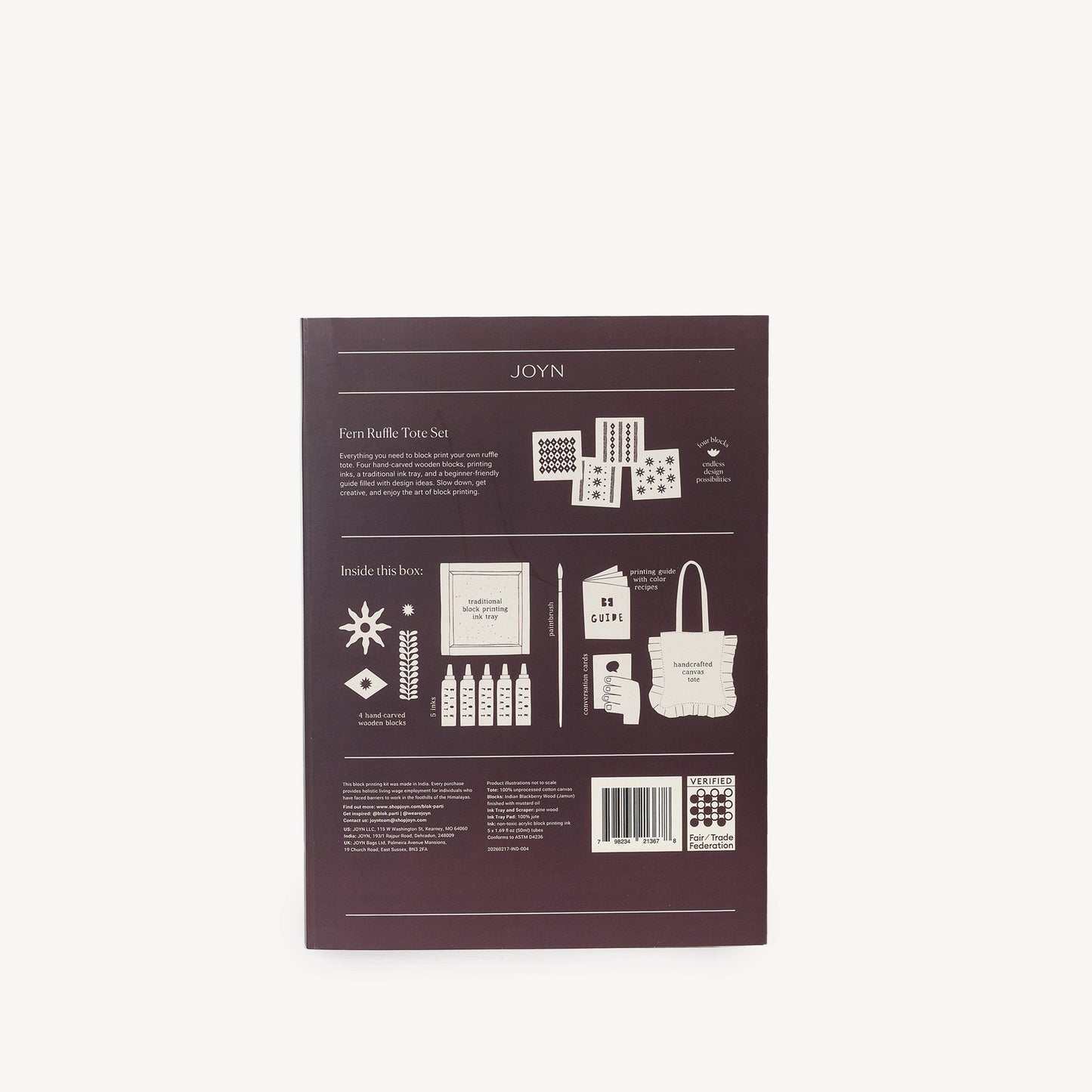 Block Printing Kit - Fern Ruffle Tote