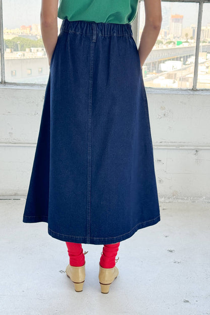 Long Farm Girl Skirt - Raw Denim