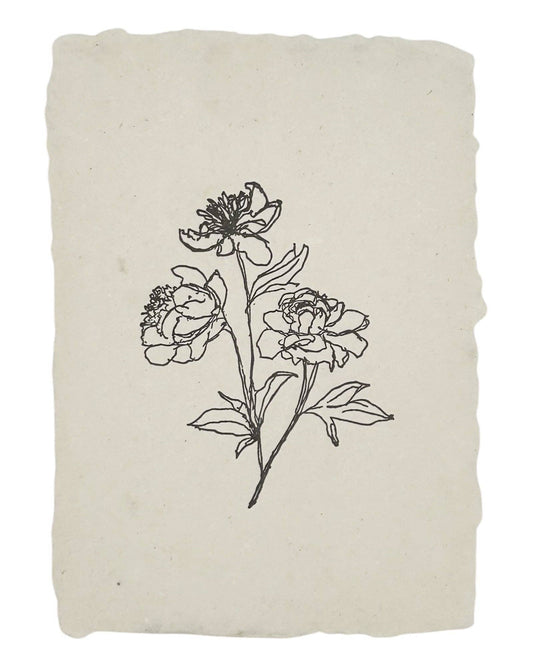 Handmade Art Print - Peony Stems