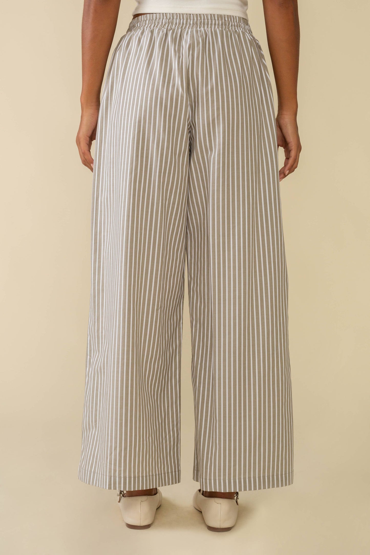 Savannah Striped Culotte Pant - Olive + Ivory