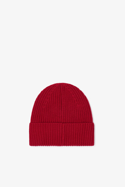 Merino Wool Beanie - Rosewood Red