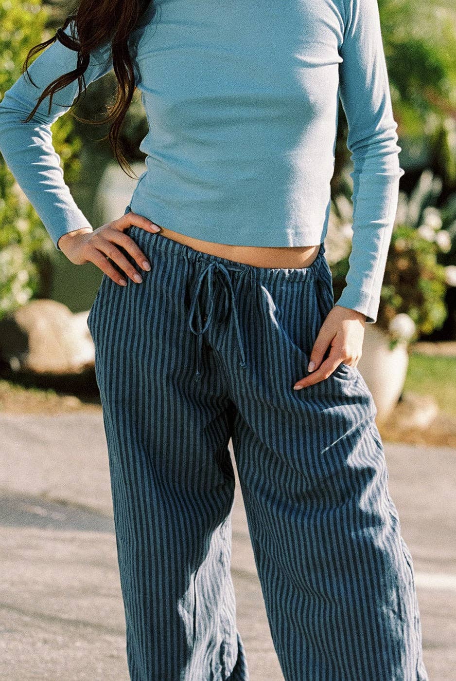 Laundered Stripe Pant - Blue Stripe