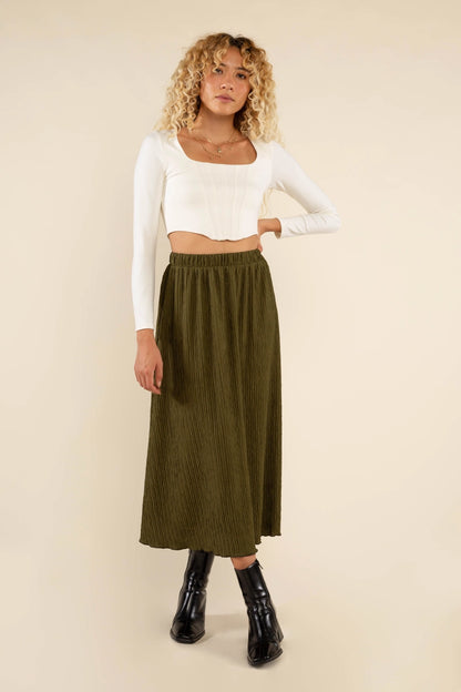 Grove Pleated Midi Skirt