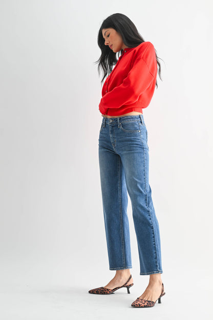 The Refined Mid Rise Slim Wide Leg - Medium Denim
