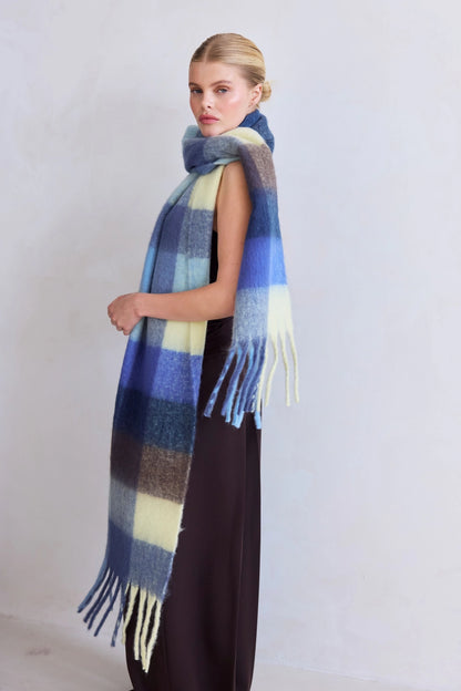 The Reykjavik Scarf - Blue Yellow Check