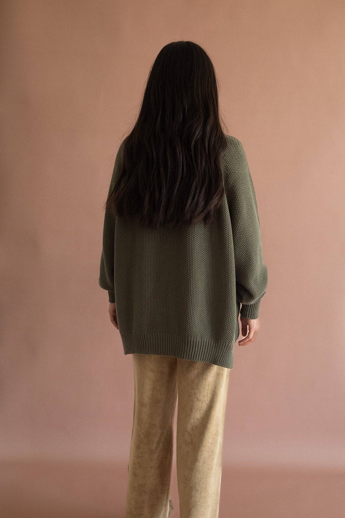 Giola Long Cardigan - Boreal Green