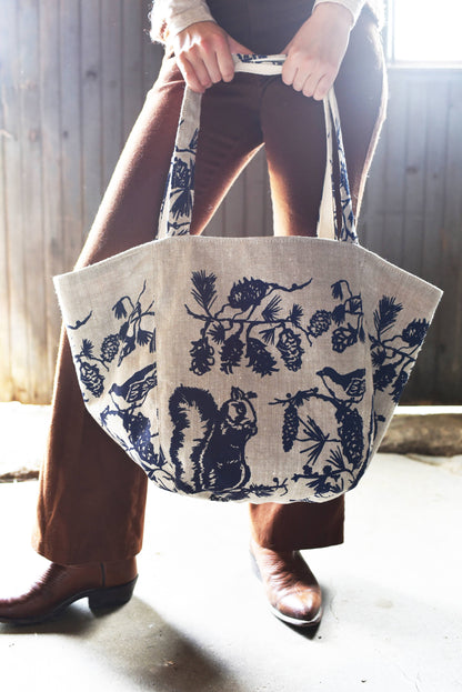 Boho Tote Bag - Pine Cone Navy