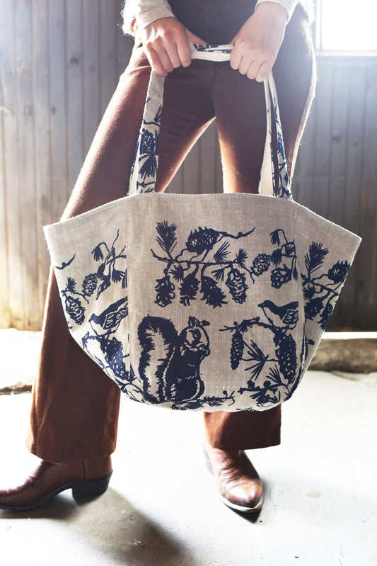 Boho Tote Bag - Pine Cone Navy