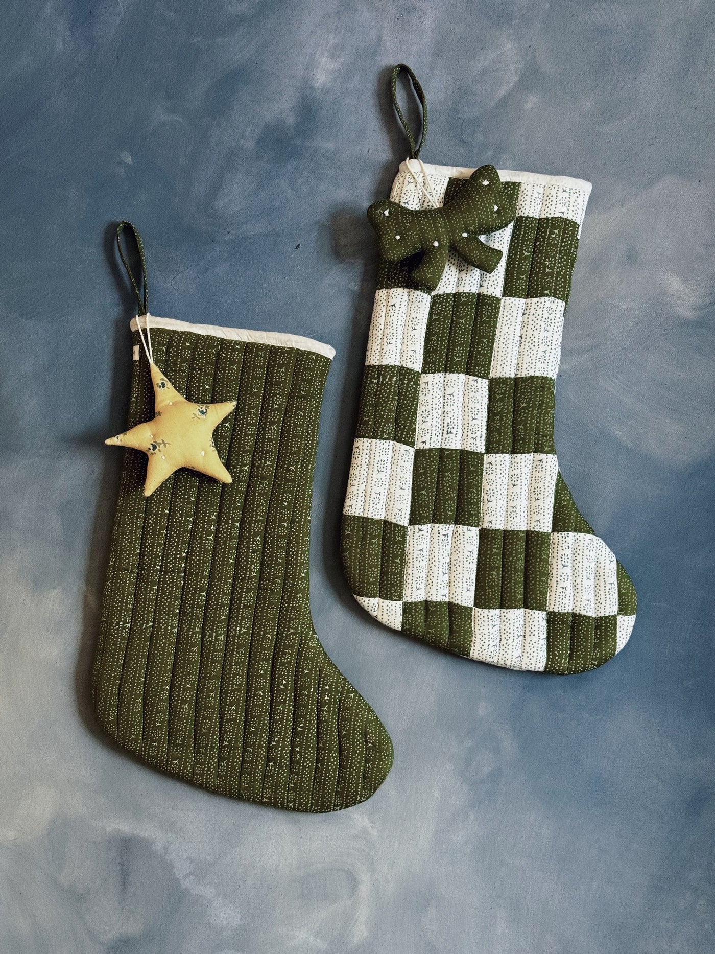 Patchwork Stocking - Calico Stripe Moss