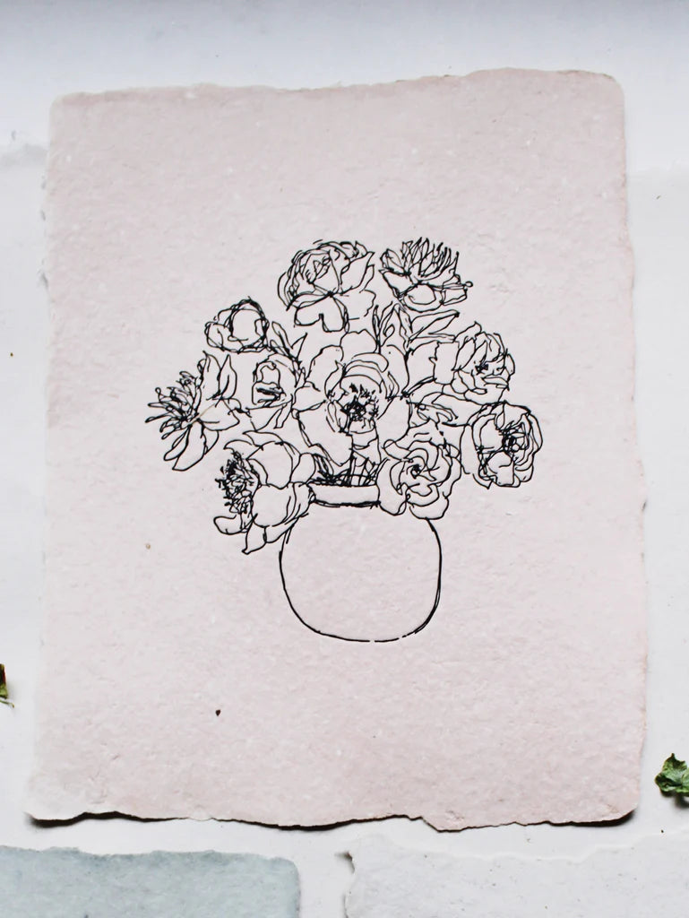 Vase of Peonies - Handmade Art Print