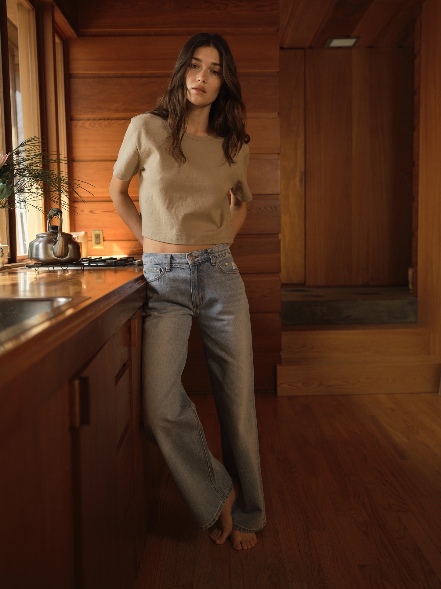 Nyra Cropped Cotton Tee - Army