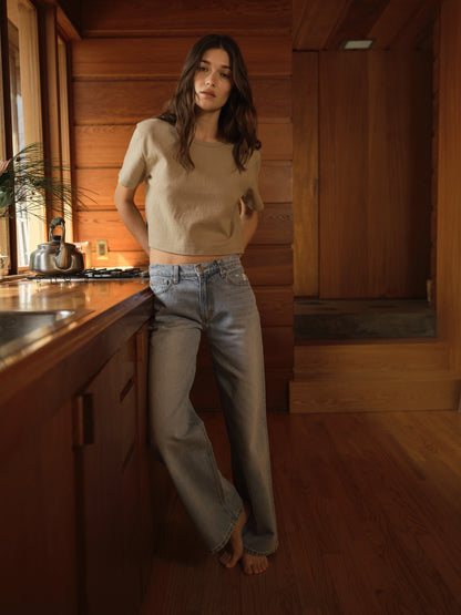 Nyra Cropped Cotton Tee - Army