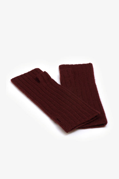 Merino Wool Fingerless Gloves - Dark Walnut Brown