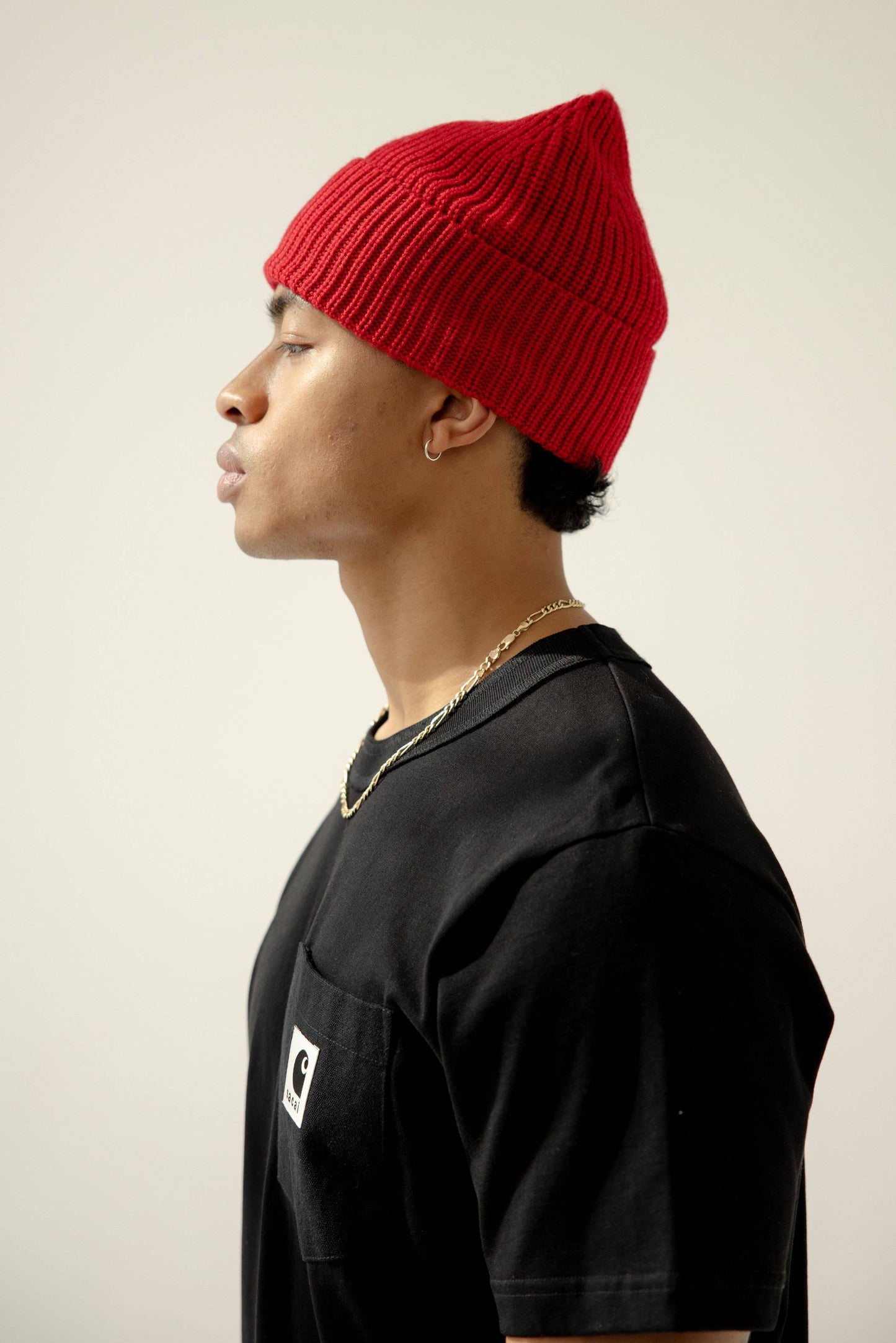 Merino Wool Beanie - Rosewood Red