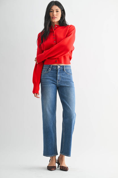 The Refined Mid Rise Slim Wide Leg - Medium Denim