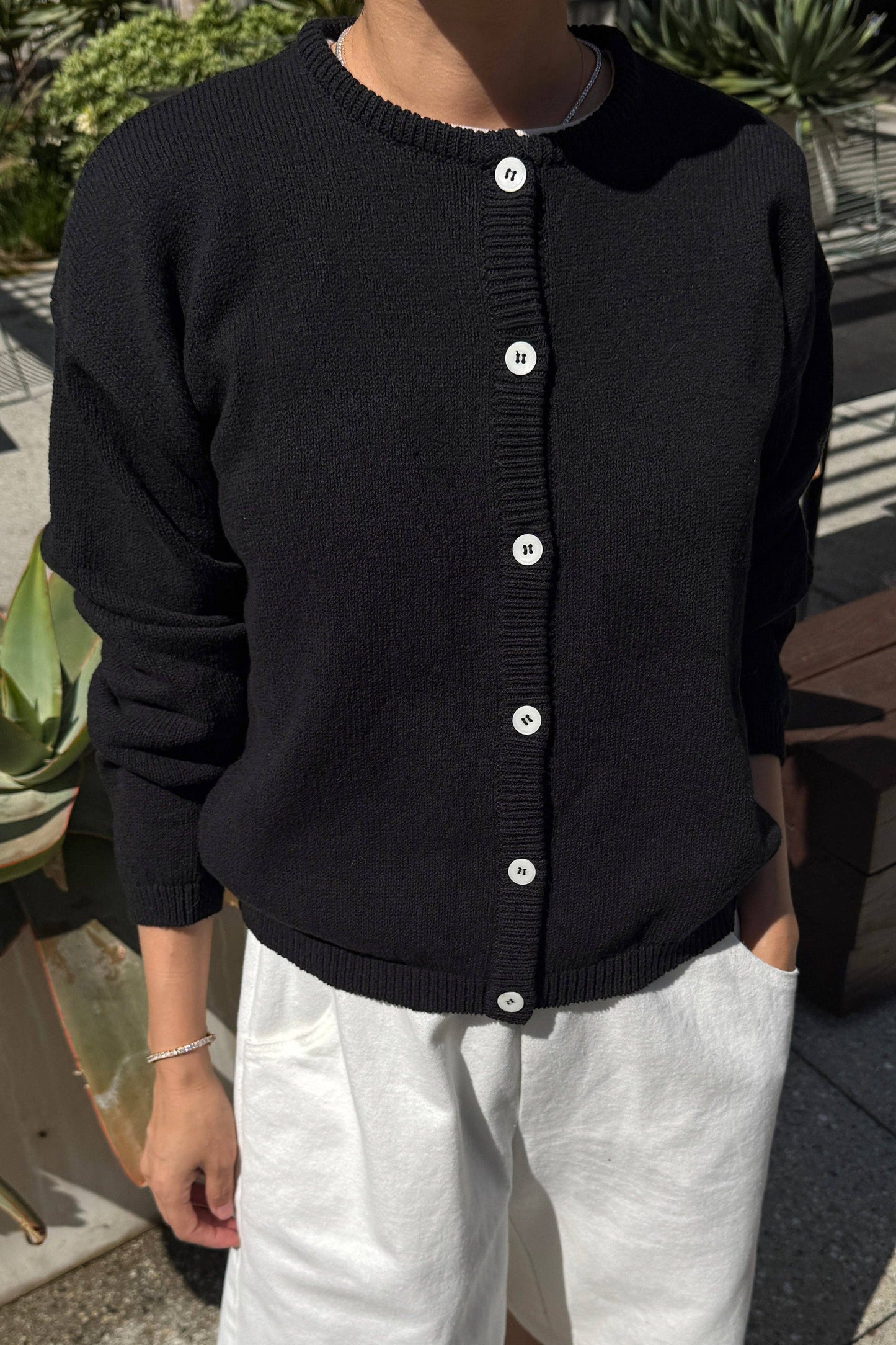 Cotton Leila Cardigan - Black
