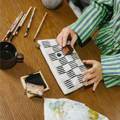 Block Printing Pouch Kit - Check & Dot Print