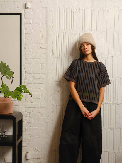 Bauhaus Short Sleeve Sweater Tee - Fluorite